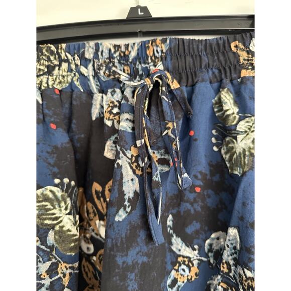 EUC Maxi Skirt Sz L Women Pockets Midi Length Casual Blue Floral Boho Cottage - Picture 6 of 11